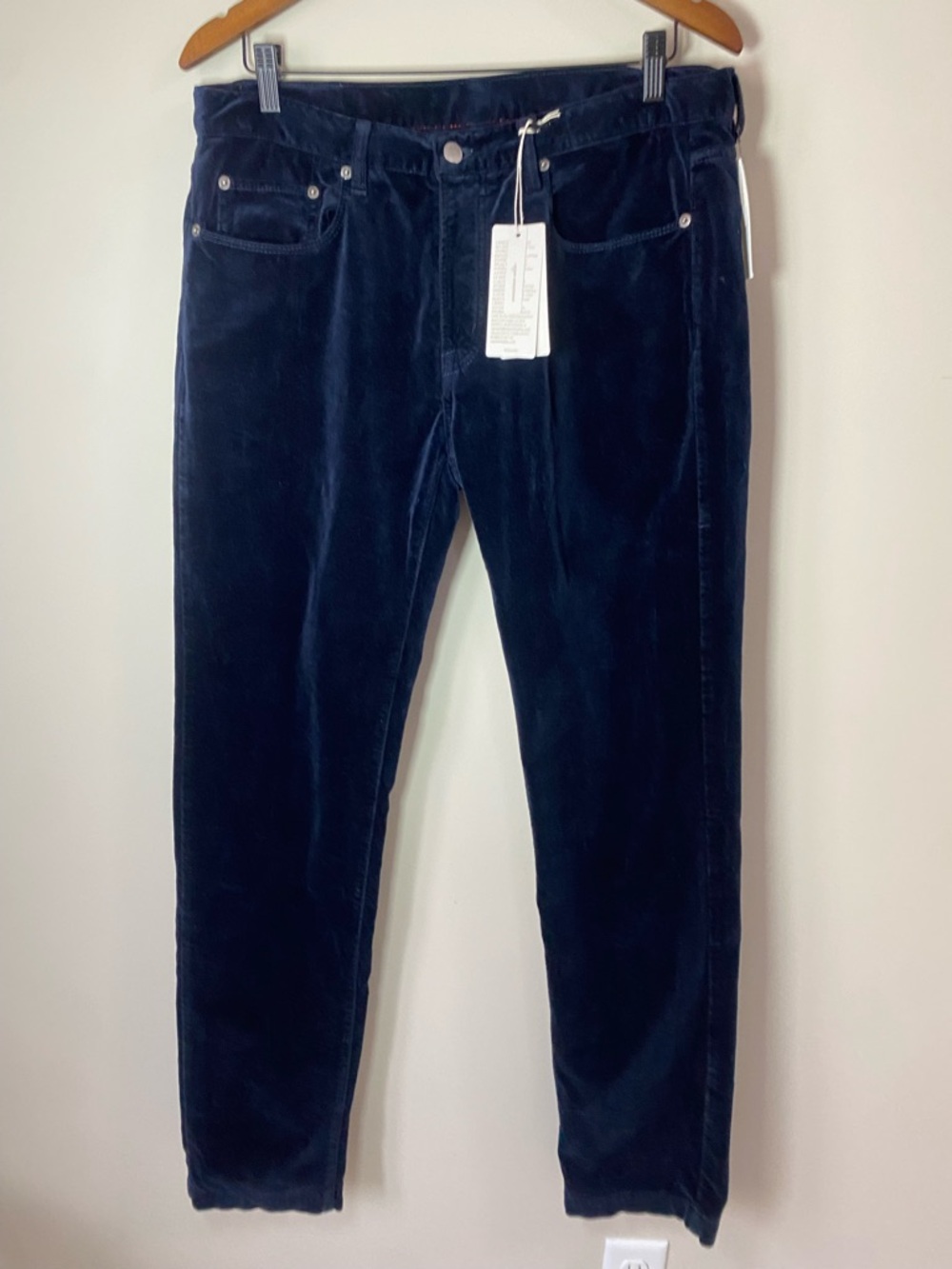 Massimo Alba Navy Velvet Trousers Size 34 Made in Italy NWT Luxury